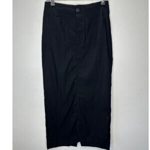 Maeve Black Colette Form Fitting High Rise Front Zip Maxi Skirt S